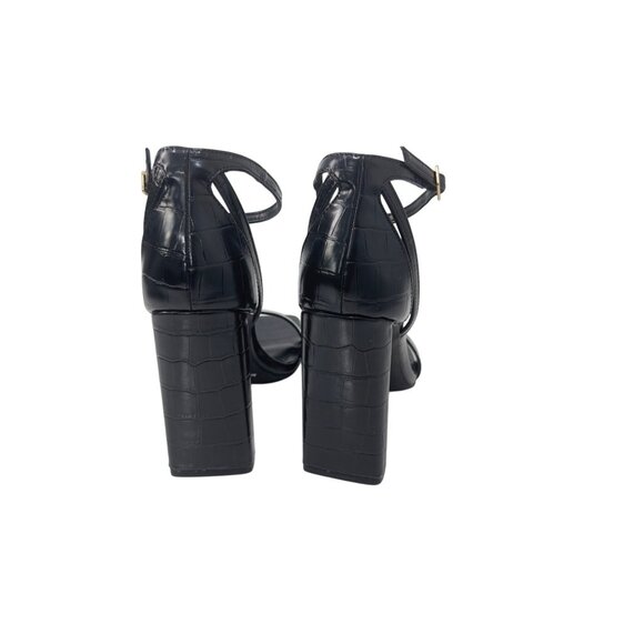 Black Dream Pairs Ankle Strap Chunky Heel Sandals Size 8.5 Faux Leather - Picture 6 of 11